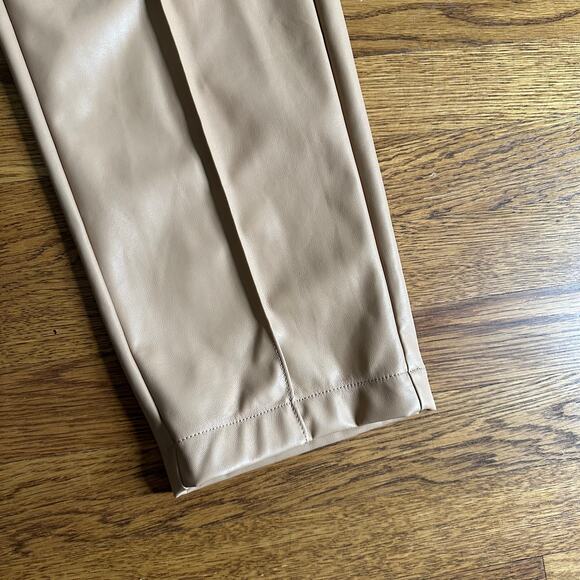 Calia Straight leg Faux Leather Pintuck Tan Pants - Picture 4 of 8